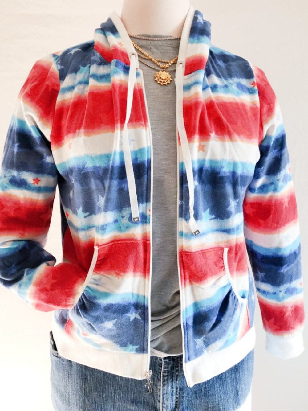 Juicy Couture Stars & Stripes Tie Dye Hoodie Size XL